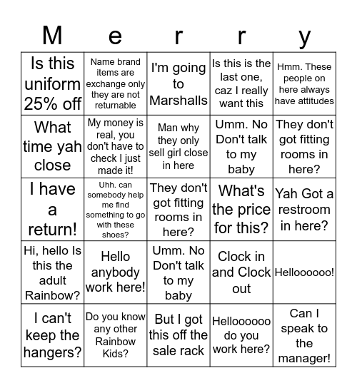 Merry  Bingo Card