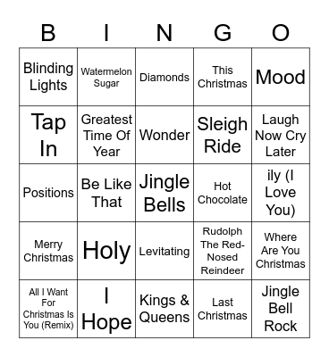 DATA Music Bingo - Round One Bingo Card