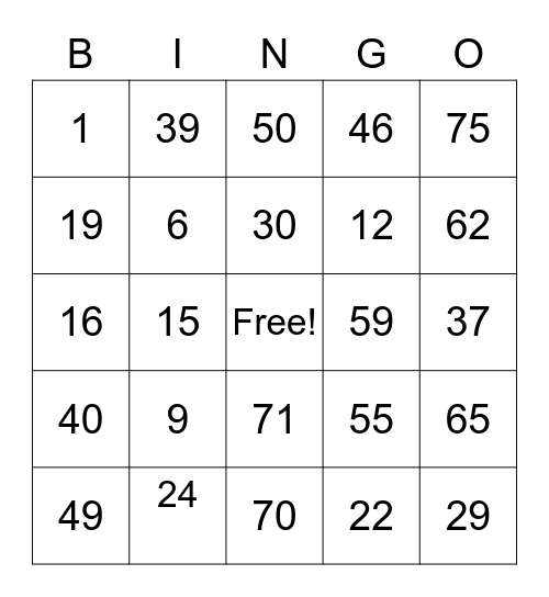 Thanksgiving Bingo Card