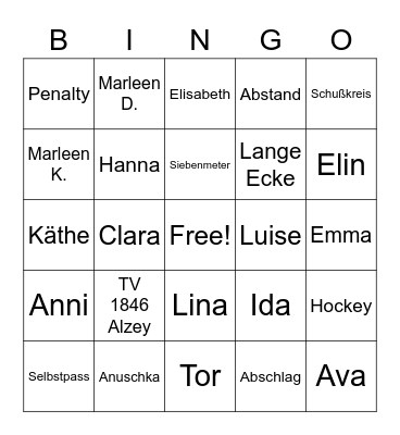 Mädchen C - TVA ³ Bingo Card