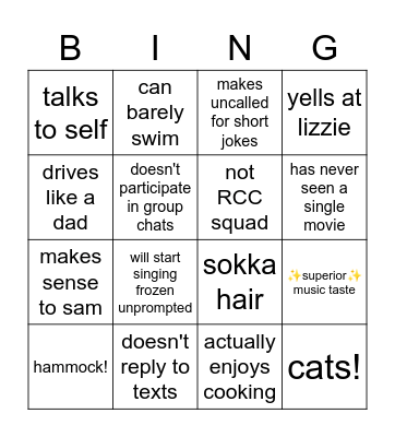 sammy Bingo Card