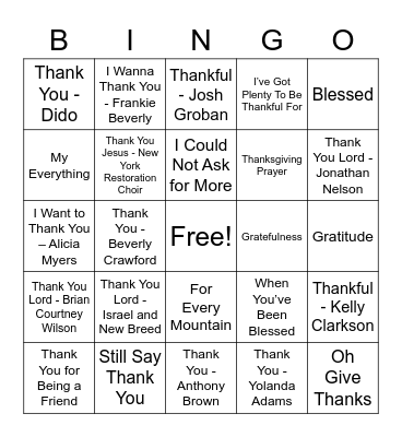 UPCAG Gratefulness Gathering Bingo Card