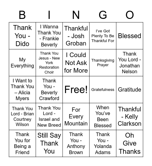 UPCAG Gratefulness Gathering Bingo Card