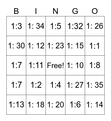 Senior Bible Quizzing Bingo Card