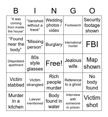 Unsolved Mysteries 2 Bingo Card