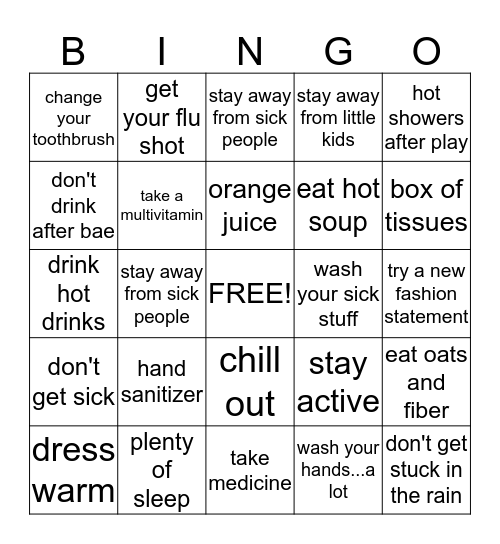 stay healthy Bingo Card