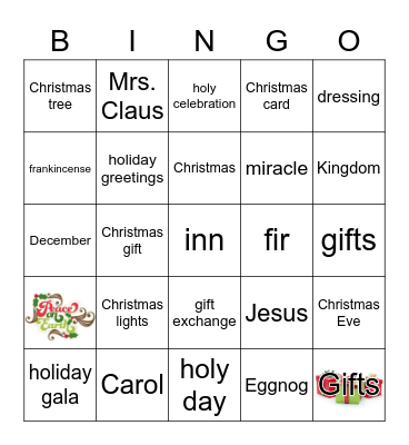 Holiday Bingo Card