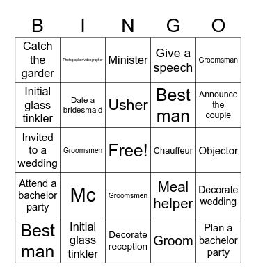 Wedding bingo Card