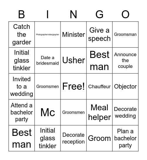 Wedding bingo Card