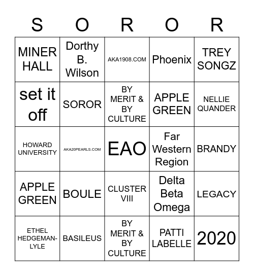 AKA BINGO Card