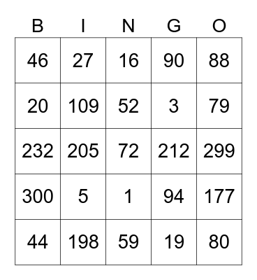 St. Mary’s Bingo Card