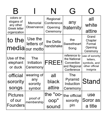 What Every Delta Should Know--Protocol Bingo Card