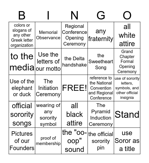 What Every Delta Should Know--Protocol Bingo Card