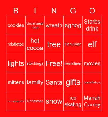 Holiday Bingo Card