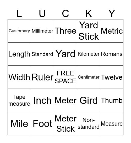 LUCKY LENGTHS BINGO  Bingo Card