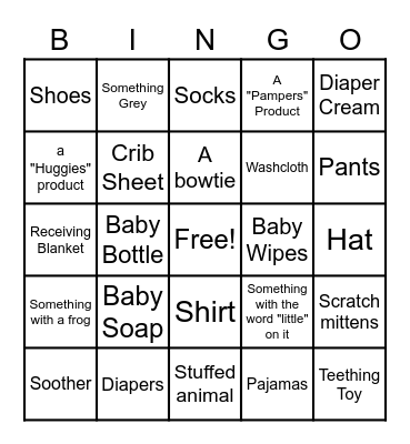 BABY SHOWER BINGO Card