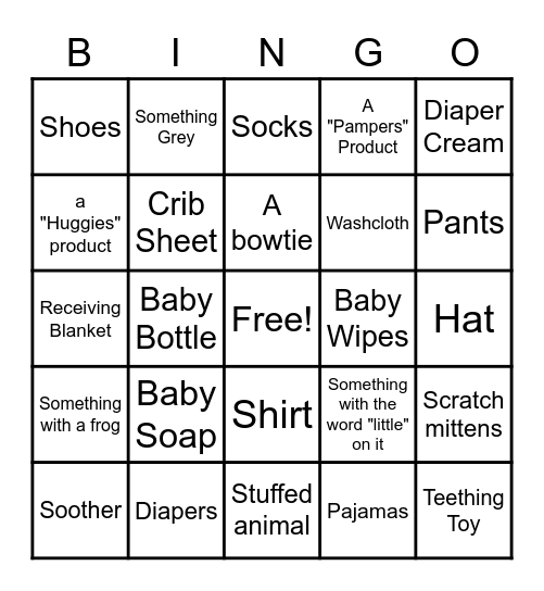 BABY SHOWER BINGO Card