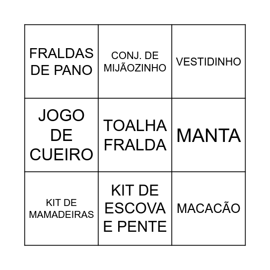 BINGO DA LAURA Bingo Card