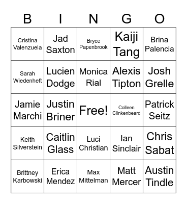 English VAs Bingo Card