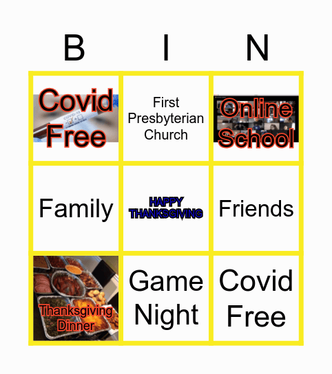 I'm thankful for ... Bingo Card