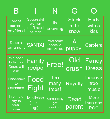 Hallmark Movie Bingo Card