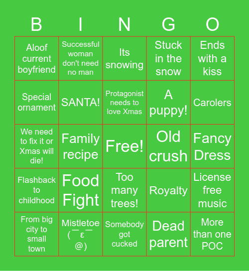 Hallmark Movie Bingo Card