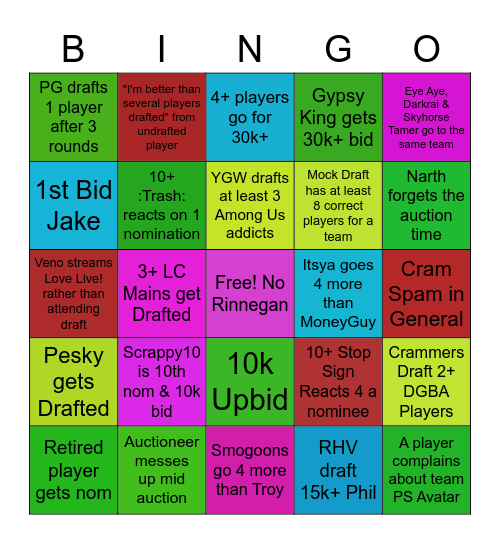 DPL S4 Auction Bingo Card