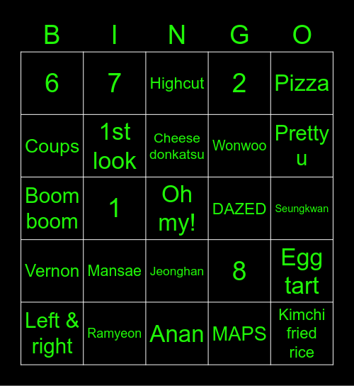 Vern’s bingo card :sparkle: Bingo Card