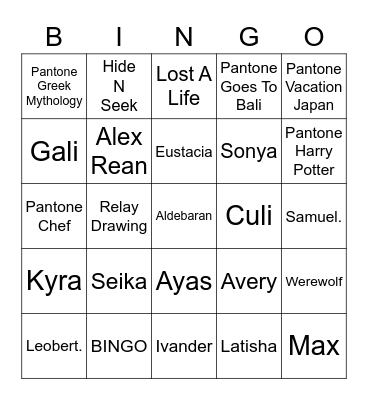 HANUM. Bingo Card