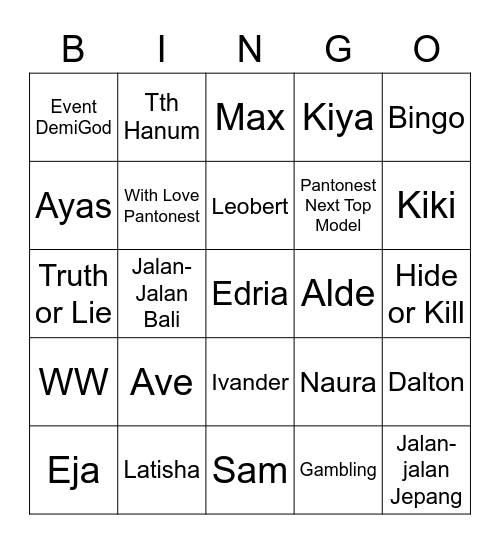 Untitled Bingo Card