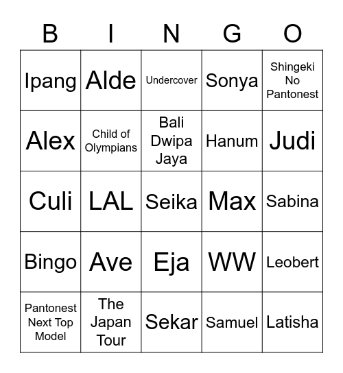Leobert’s Bingo Card