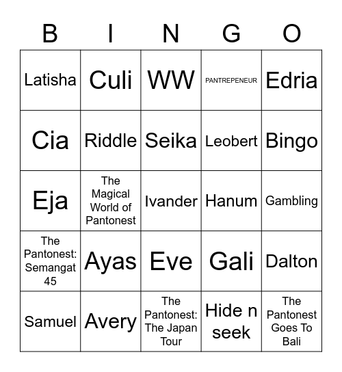 eve's bingo! •ᴗ• Bingo Card