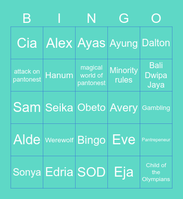 Eustacia's Bingo Card