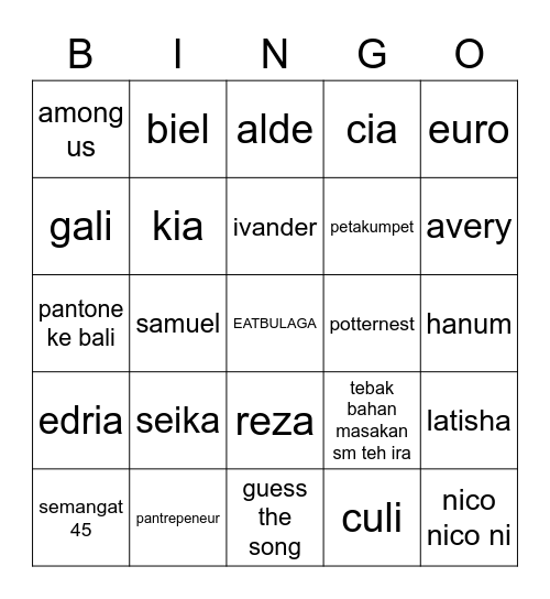 Untitled Bingo Card