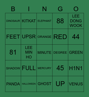 GAME 4 - VOCAB BINGO Card