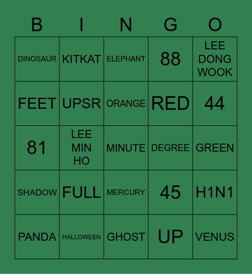 GAME 4 - VOCAB BINGO Card