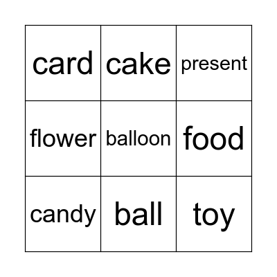 BIRTHDAY PARTY Bingo Card