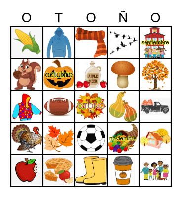 El Otoño Bingo Card