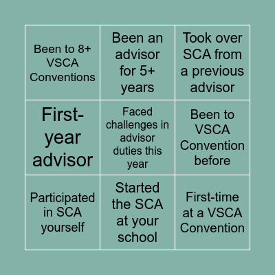 VSCA Advisor Bingo Card