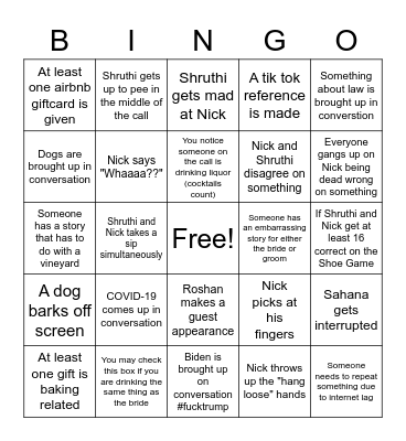 Prabhu-Ahn Bridal Shower BINGO! Bingo Card