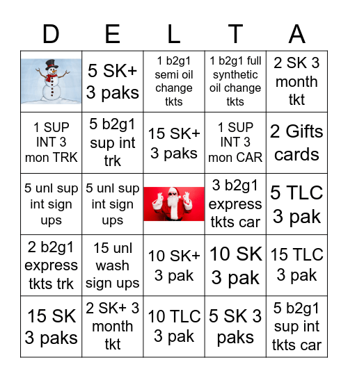 Delta  Bingo Card