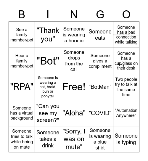 GIS RPA COE Bingo! Bingo Card