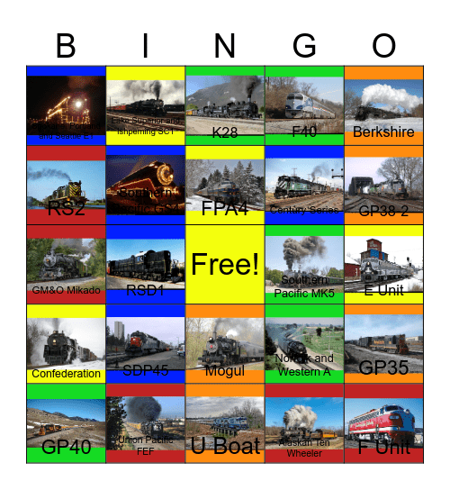 Railway Lines in Oregon, Colorado, Ohio, Michigan, Missouri, Pennsylvania and Tennessee Bingo Card