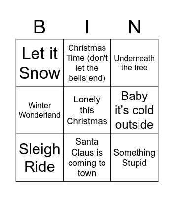 Christmas Music Bingo Card