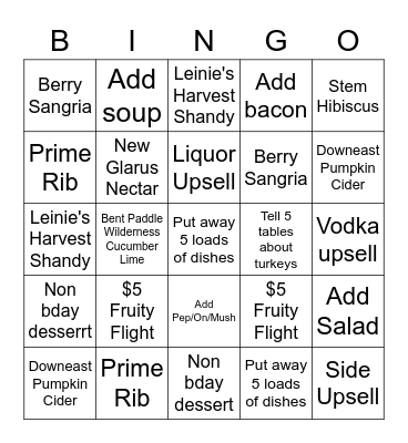 Grizz Beer Bingo Card
