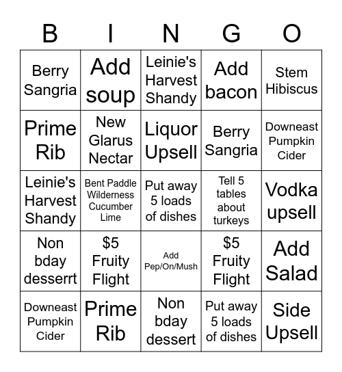 Grizz Beer Bingo Card