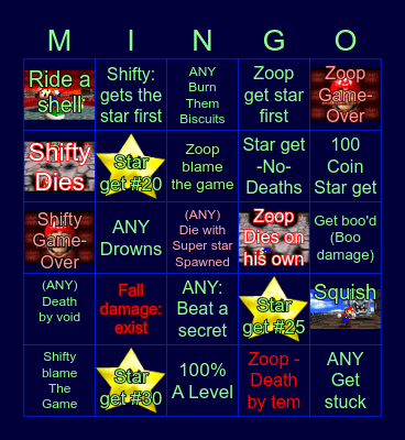 Super Mario 64 Bingo Card
