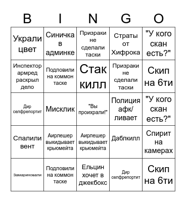 Trixie Among Us Bingo Card