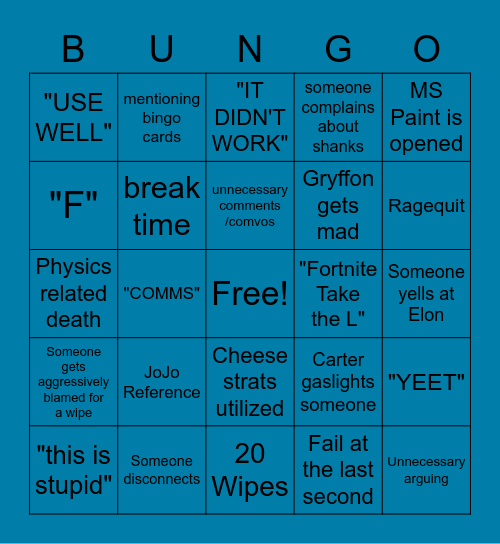 Raid Part 3 Bingo Card