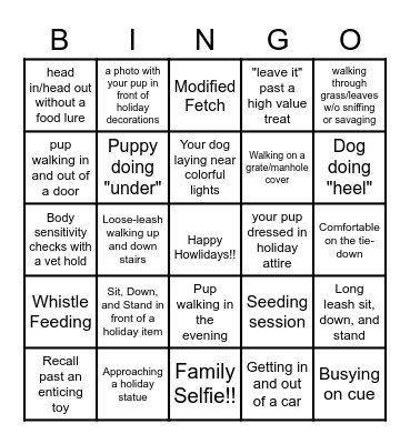 Holiday GDF Bingo Card
